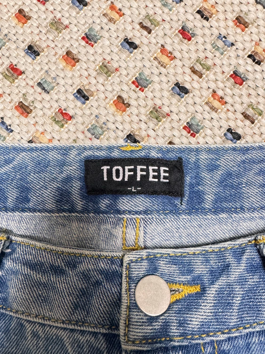 토피 TOFFEE 와이드 데님 팬츠 라이트 블루 L 상품이미지5