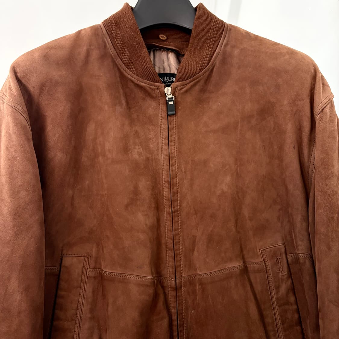 입생로랑 90s 레더카라 양가죽 스웨이드 봄버 자켓 상품이미지6