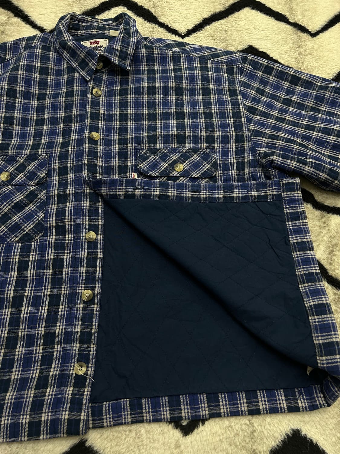[XL]리바이스90s 체크 누빔 셔츠/안감퀄팅 상품이미지4