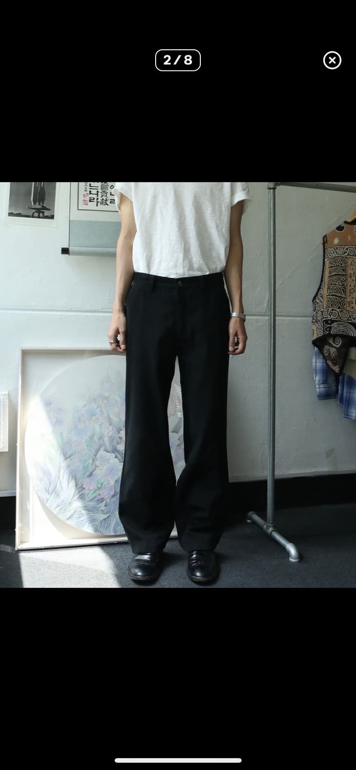 라코스테 블랙 와이드 팬츠 상품이미지2