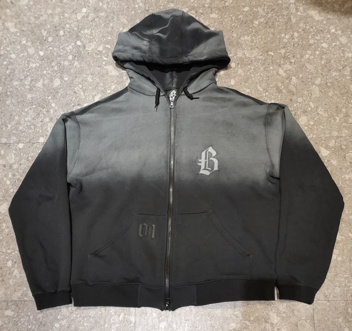 💥블랙아웃 빈티지워싱 그라데이션 집업 후드 (블랙) 상품이미지1