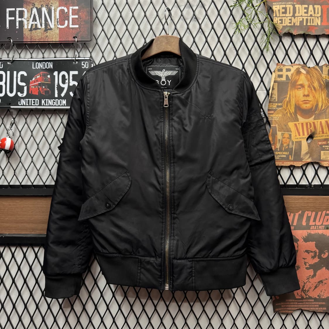 보이 런던 항공 점퍼 봄버 자켓 후면 빅로고 포인트 블랙 상품이미지2