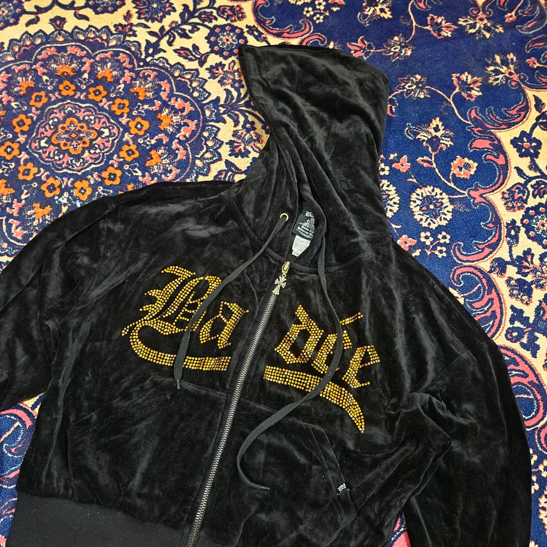 배디(Badee) 21Fw 벨루어 골든 펄 크롭 후드집업 자켓 상품이미지2