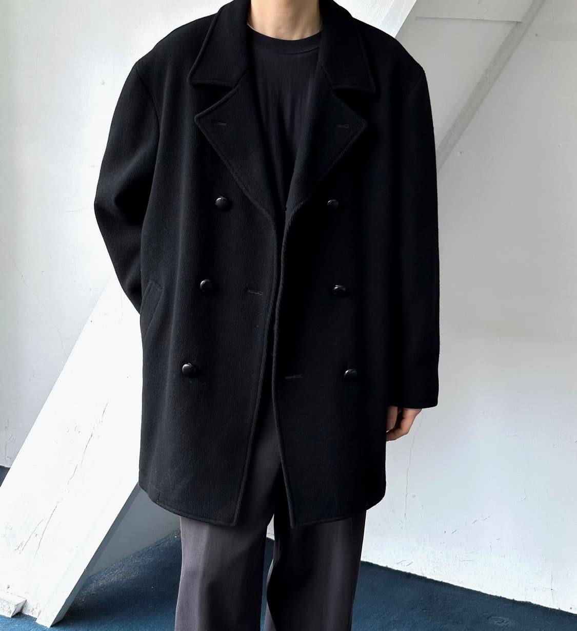 Brushed cord wool design over pea coat 상품이미지6