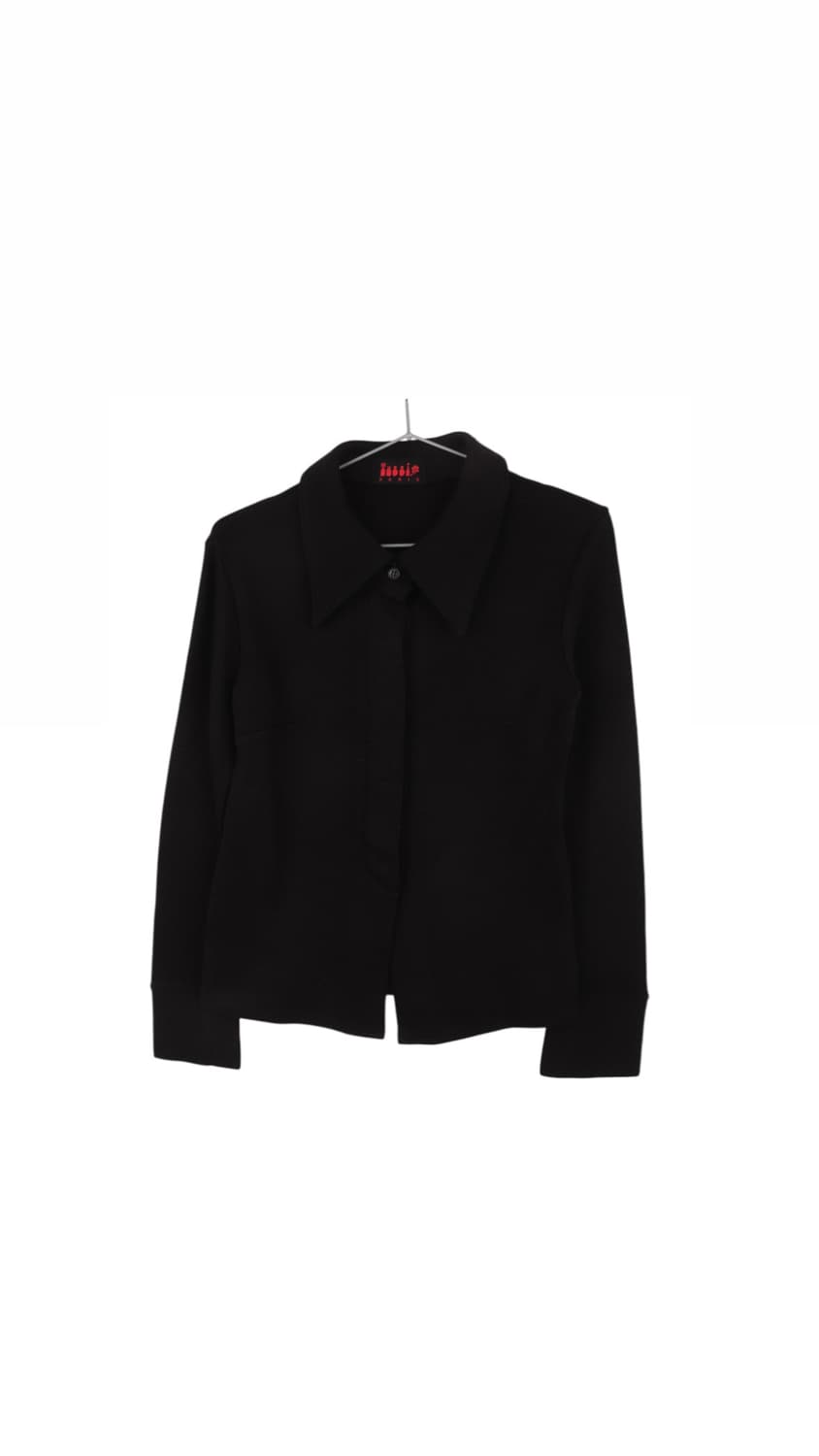 블랙 포인티드 칼라 니트 셔츠 상품이미지1