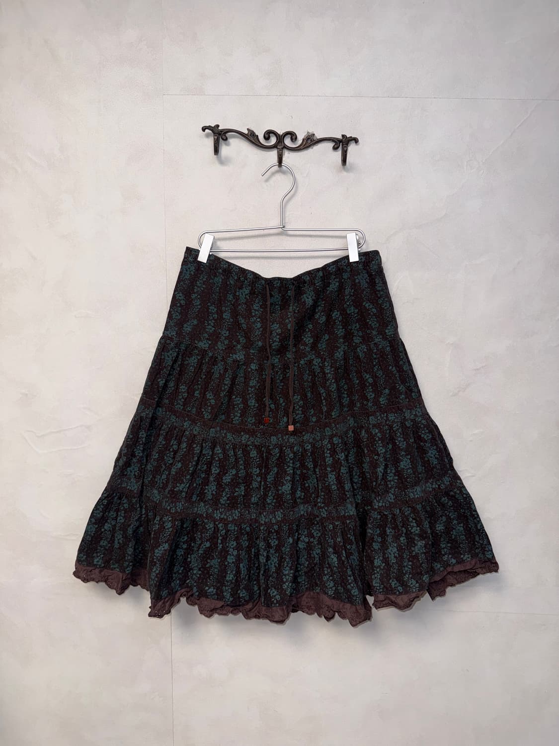 Blue brown bohemian floral corduroy sk 상품이미지1