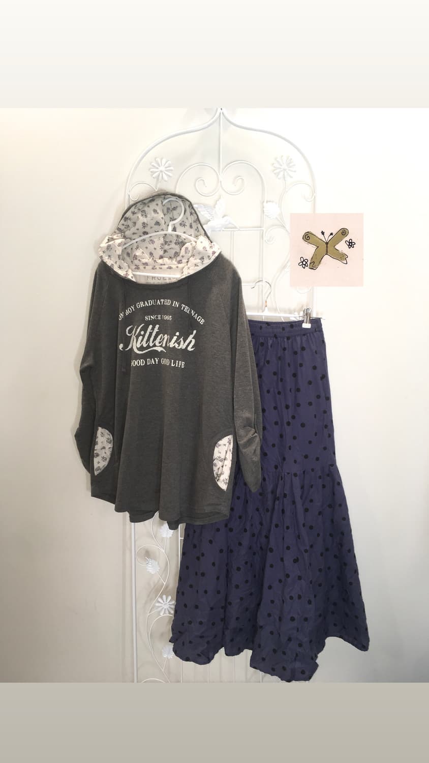 jpn vintage charcoal floral hood pocket  상품이미지6