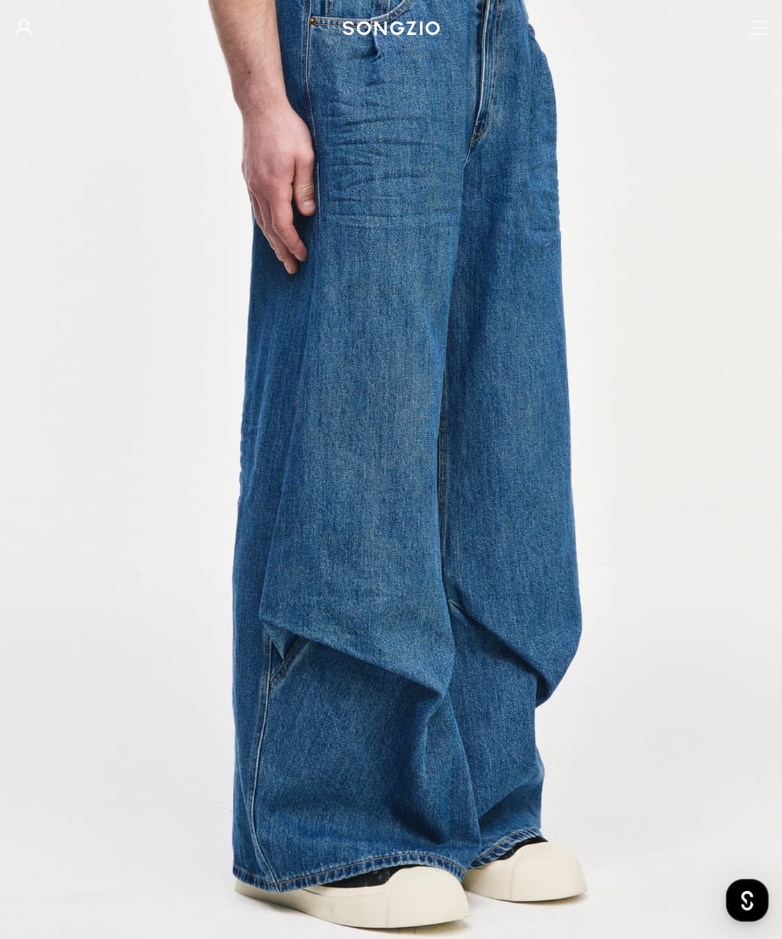 송지오 26SS 컬렉션 바이어스 드레이프 플레어 데님 86사이즈 상품이미지4