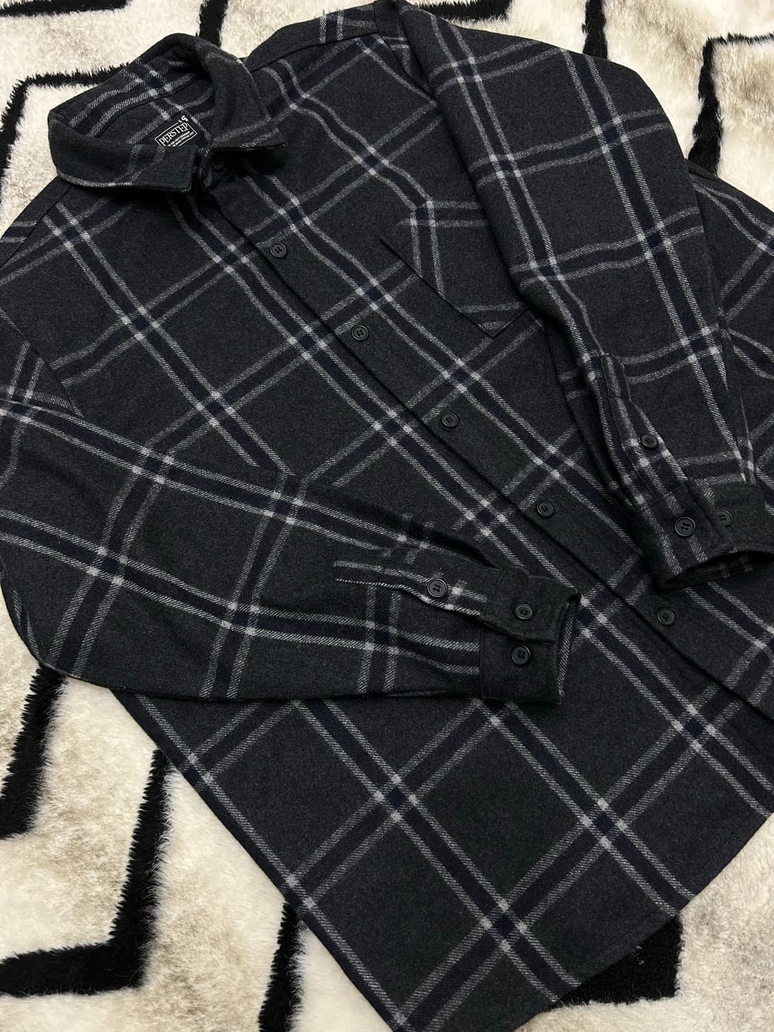 [XL]퍼스텝 루즈핏 울 체크 헤비 셔츠 상품이미지2