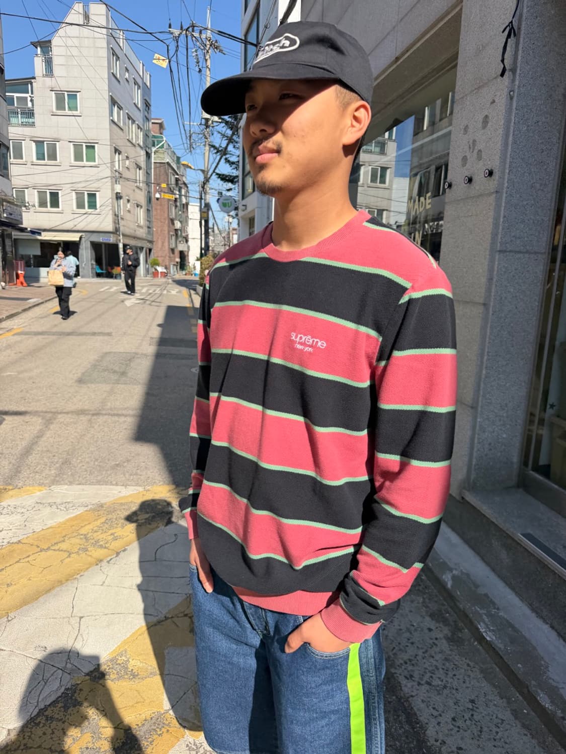 SUPREME stripe twill crewneck 상품이미지1