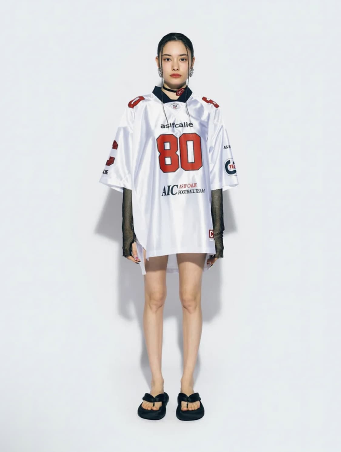 에즈이프 캘리 풋볼 저지 반팔 티셔츠 화이트 상품이미지3