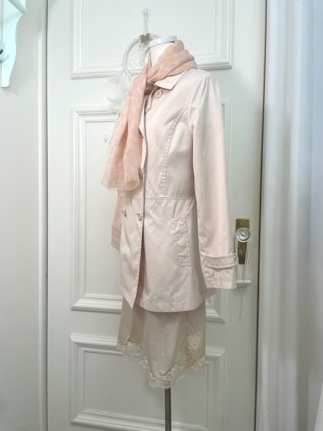 coral pink dot chiffon scarf 상품이미지3