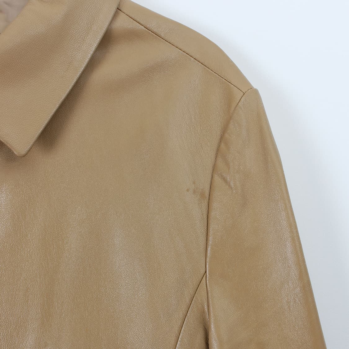 IDENTI 빈티지 리얼 양가죽 베이지 싱글 미디 자켓 상품이미지4