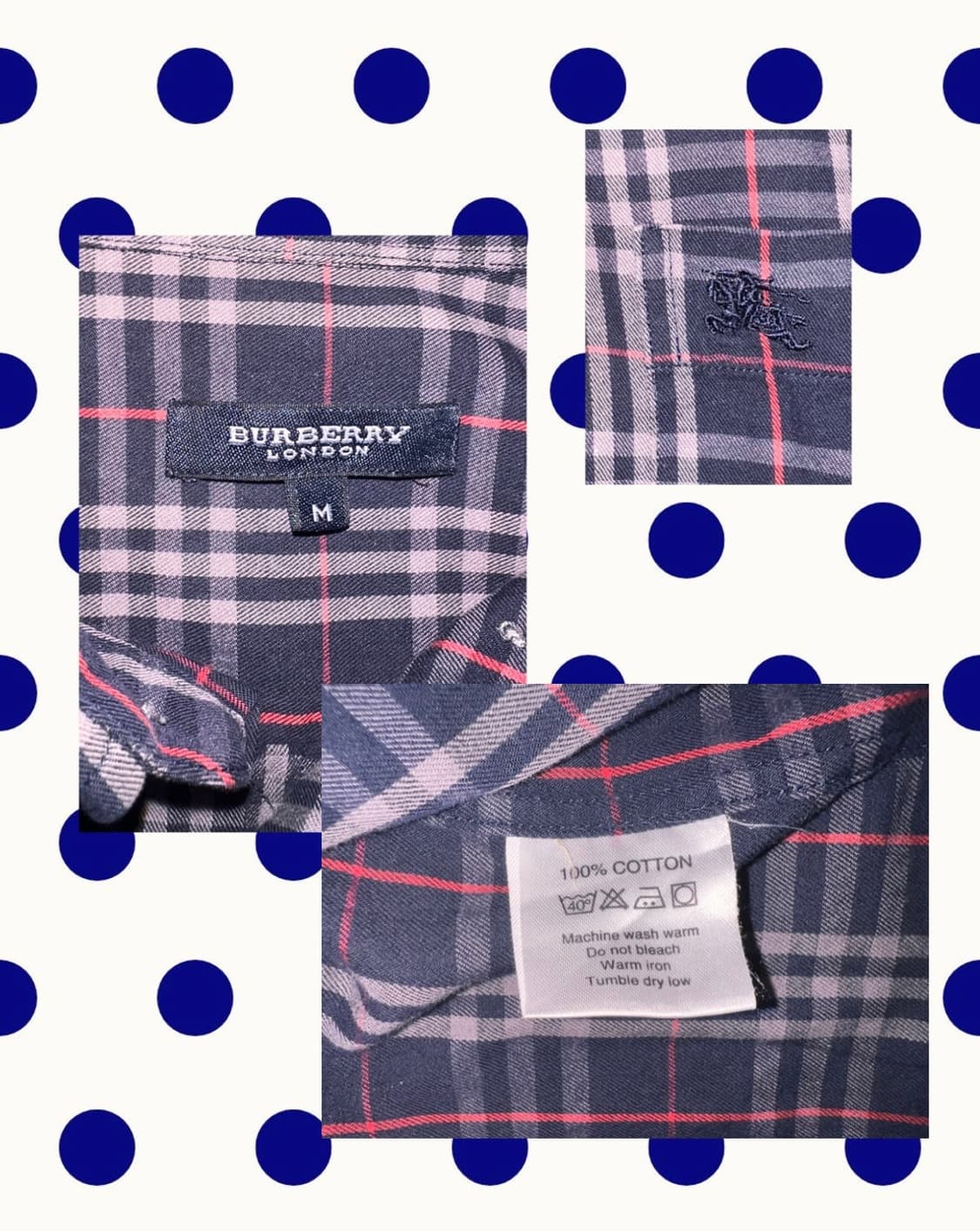 🌀버버리 네이비 노바 체크셔츠 M 상품이미지2