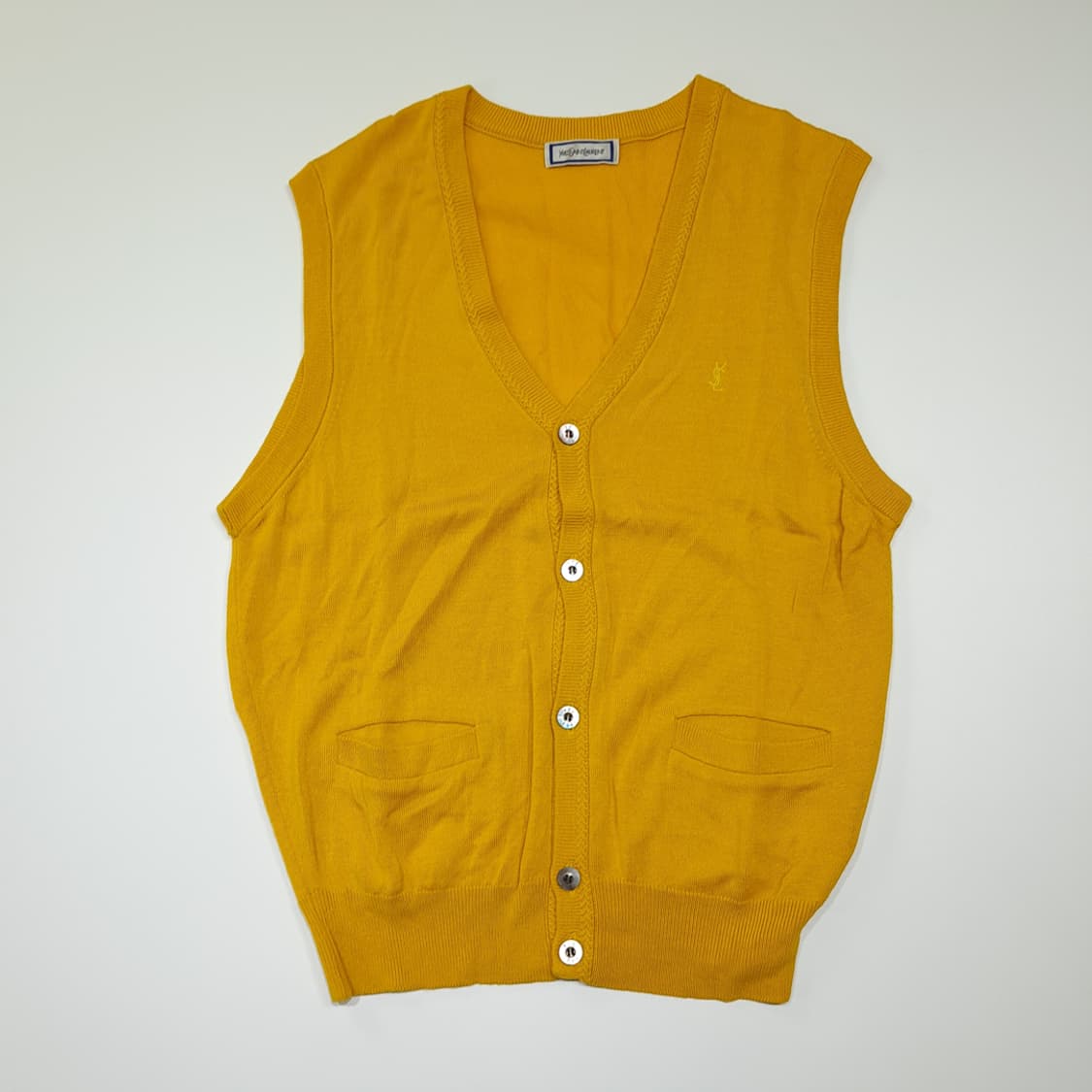 CK030 L 입생로랑 90s 일본판 옐로우 니트 조끼 베스트 상품이미지1