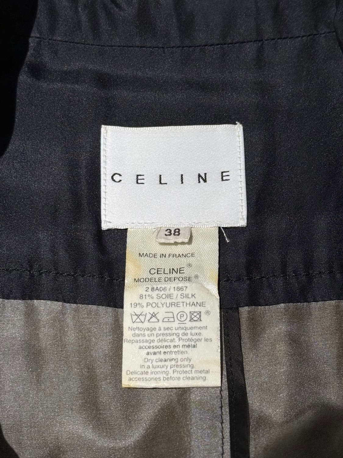 셀린느 블랙 더블 실크 폴리 벨티드 코트 상품이미지8