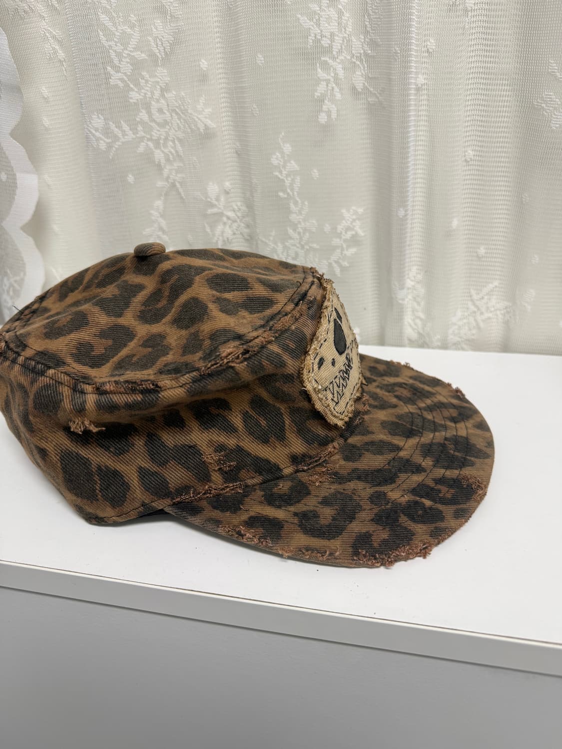 VINTAGE 레오파드 디스트로이드 자수패치 커스텀 필박스 캡 상품이미지9