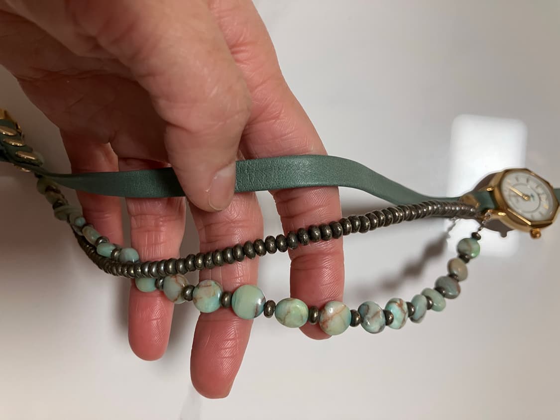 La Mer Collections 여성 가죽 팔찌 터키석 랩 손목시계 상품이미지3