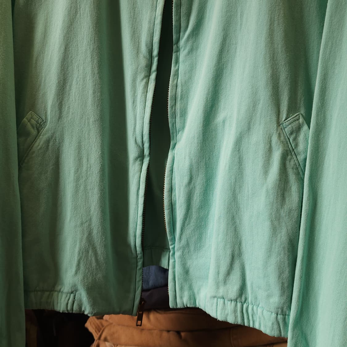 90s 폴로 스윙톱 자켓 스포츠자켓 usa 메이드 썸머코튼 민트색 L 상품이미지8