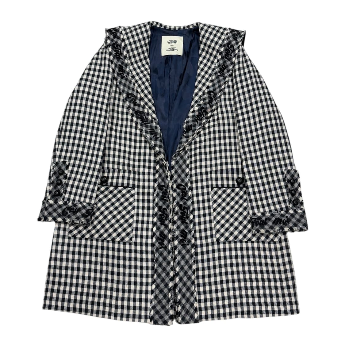 럭키슈에뜨 세일러 체크 하프 코트 36 상품이미지1