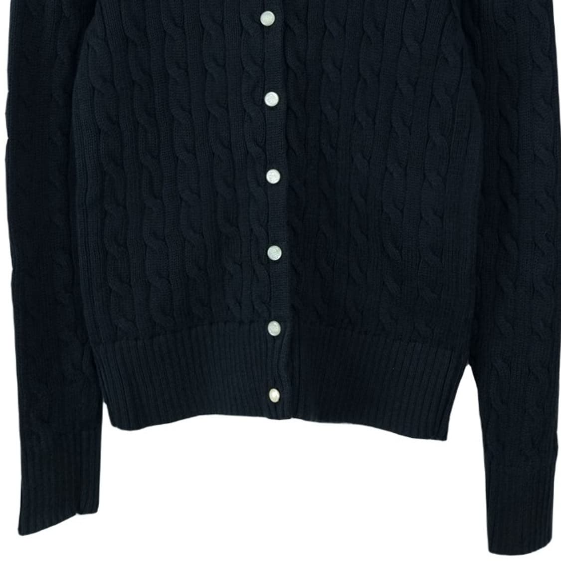 [폴로 랄프로렌] 포니 로고 자수 케이블 꽈배기 가디건 블랙 M20256 상품이미지5