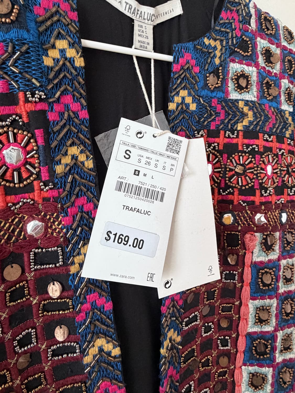 자라 TRAFALUC 패턴 자켓 S (새상품) 상품이미지3