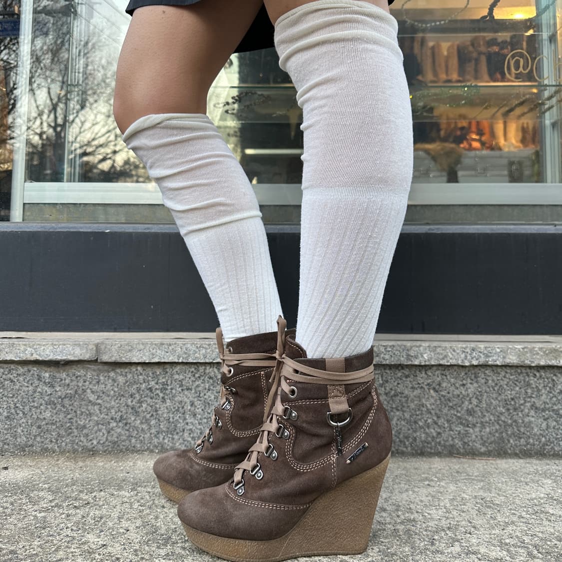 00s 디젤 스웨이드 웨지 힐 레이스업 부츠 상품이미지10