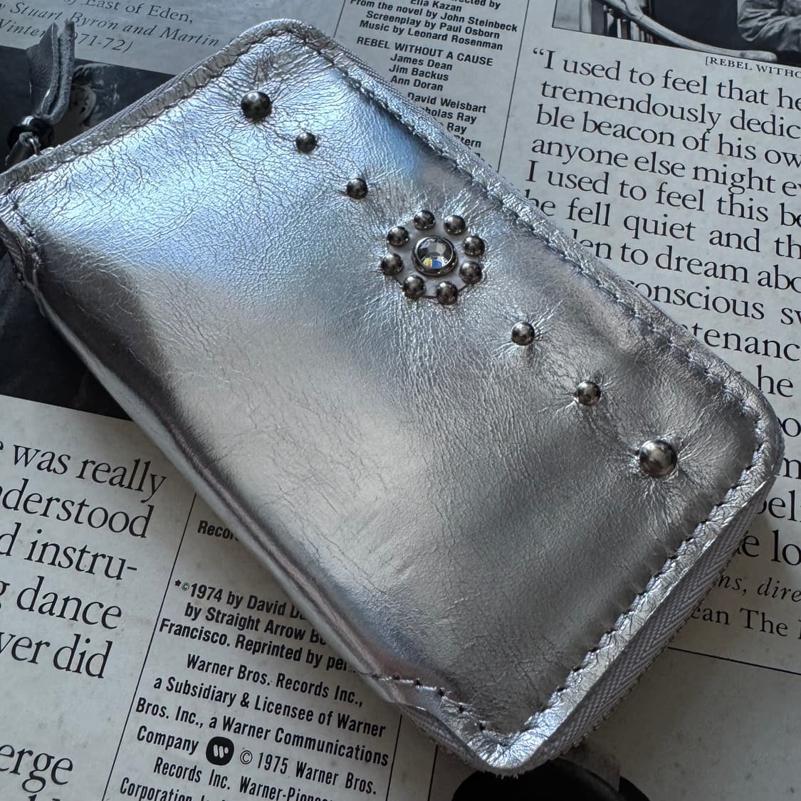 Love parade 스터드 실버 리얼레더 지퍼 카드 지갑 월렛 파우치 상품이미지2