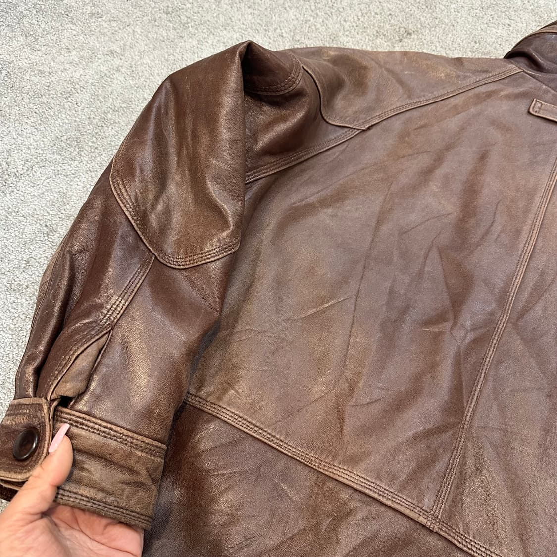 노티카 90s 브라운 양가죽 봄버 자켓L 상품이미지6