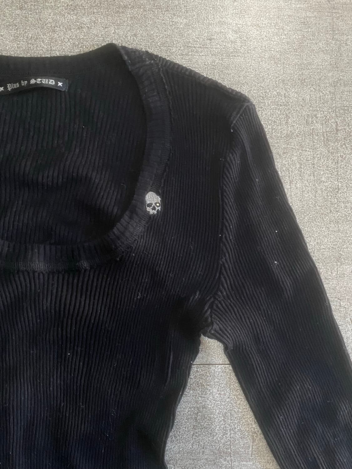 일본빈티지 scud 핀터깔y2k 오리엔탈펑크 딱붙핏 해골 니트스웨터 상품이미지2