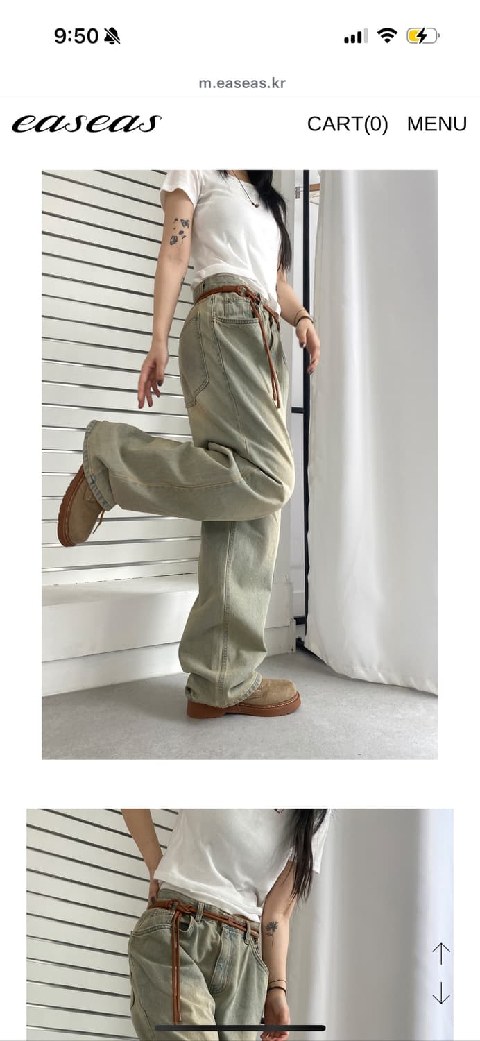 새상품) 이즈이즈 스모킹 팬츠 청바지 와이드팬츠 smoking d pt 상품이미지3