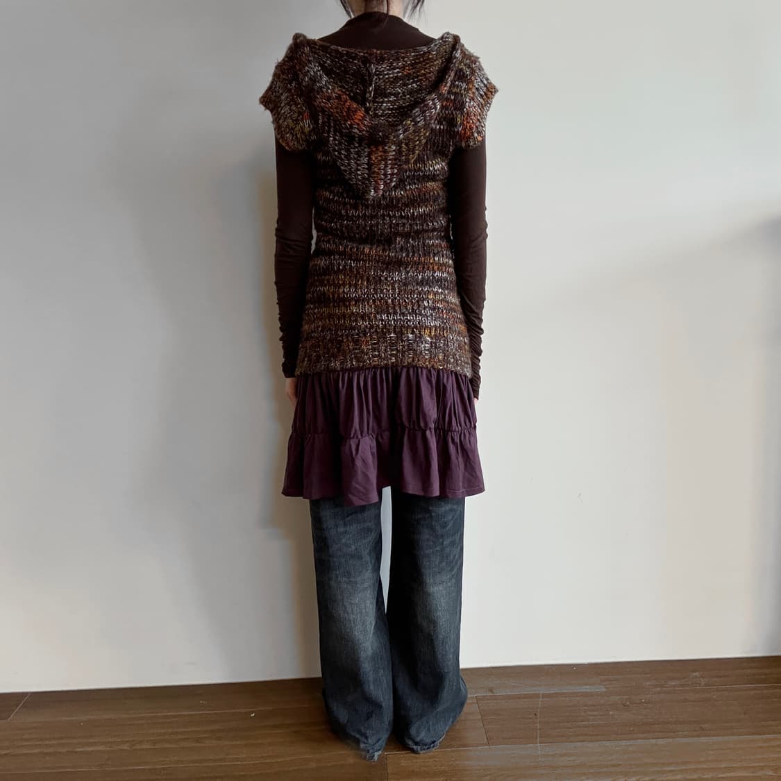 Multi-Color Mélange Hooded Knit Vest 상품이미지3