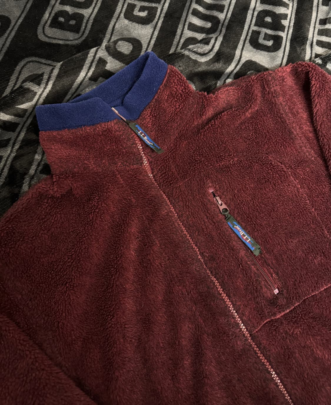 엘엘 빈 딥 파일 플리스 풀 오버 풀 짚 버건디 블루 상품이미지3