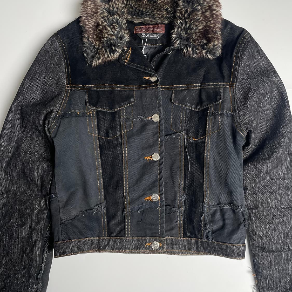 Paolo lastrucci  패치워크 데님 퍼 자켓 (italy)   상품이미지3