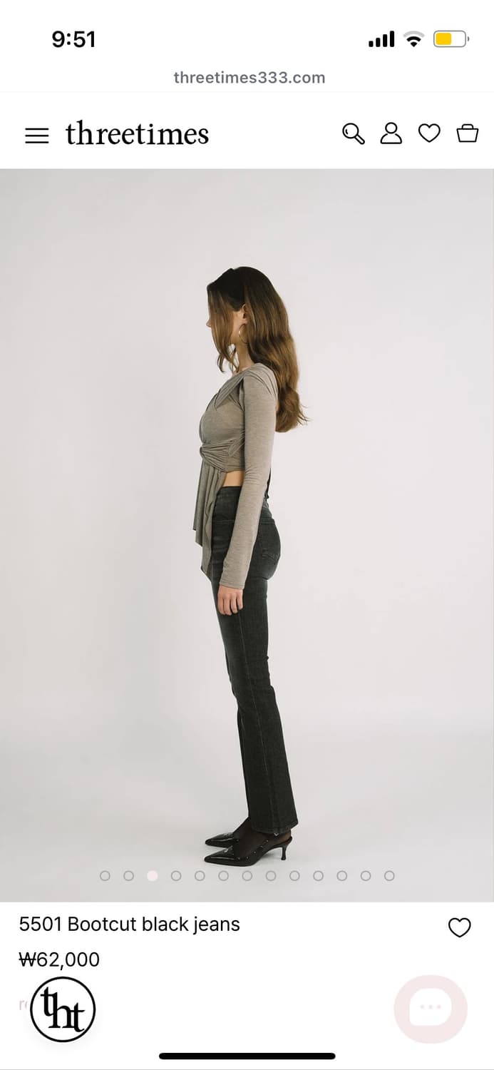 쓰리타임즈 5501 부츠컷 블랙진 상품이미지3