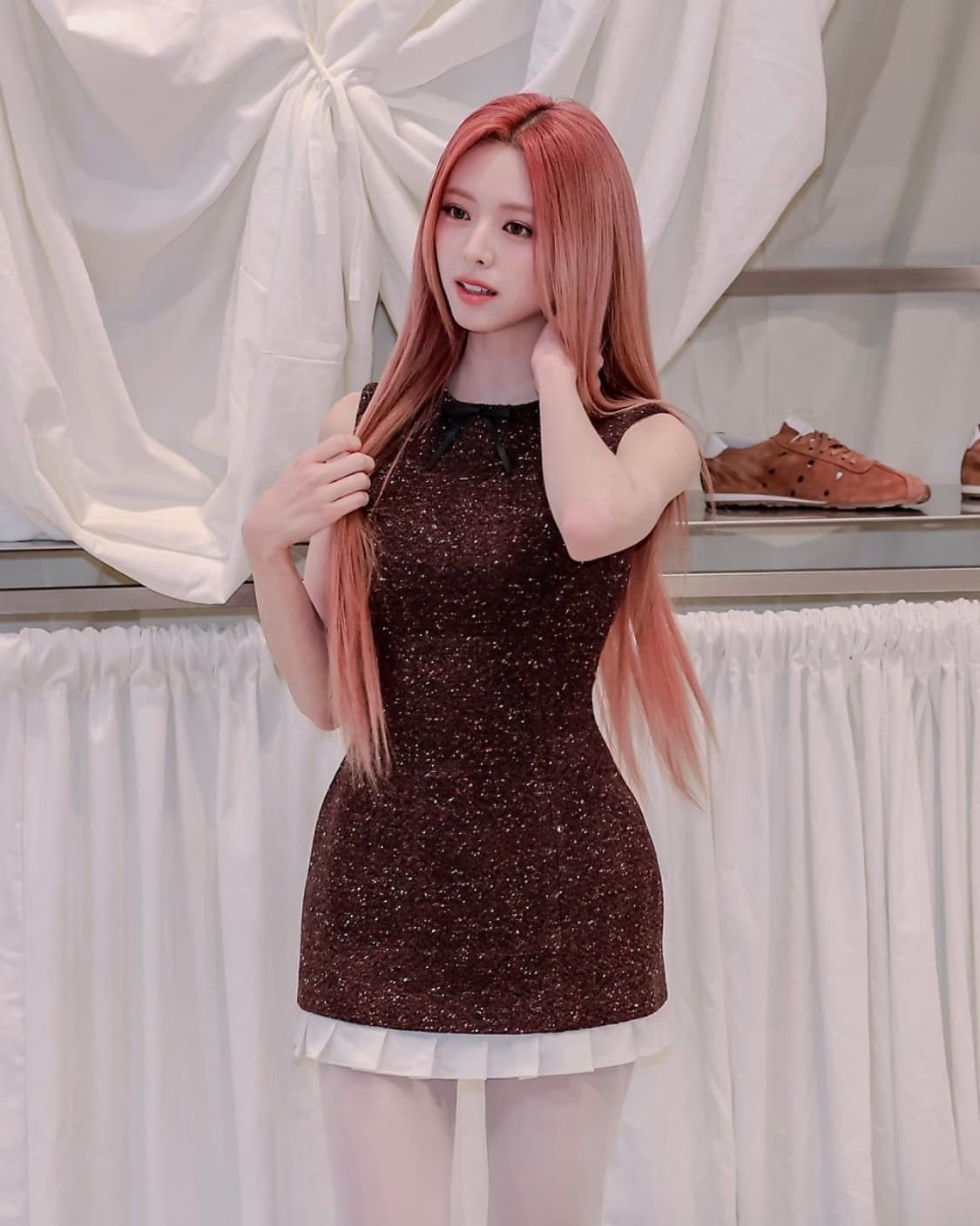 [ITZY 유나] Brown bow minidress 브라운 미니드레스 상품이미지1