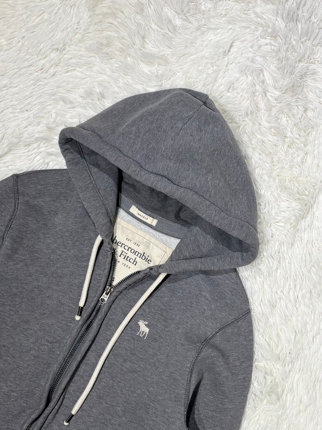 아베크롬비 자수로고 그레이 후드집업 상품이미지4