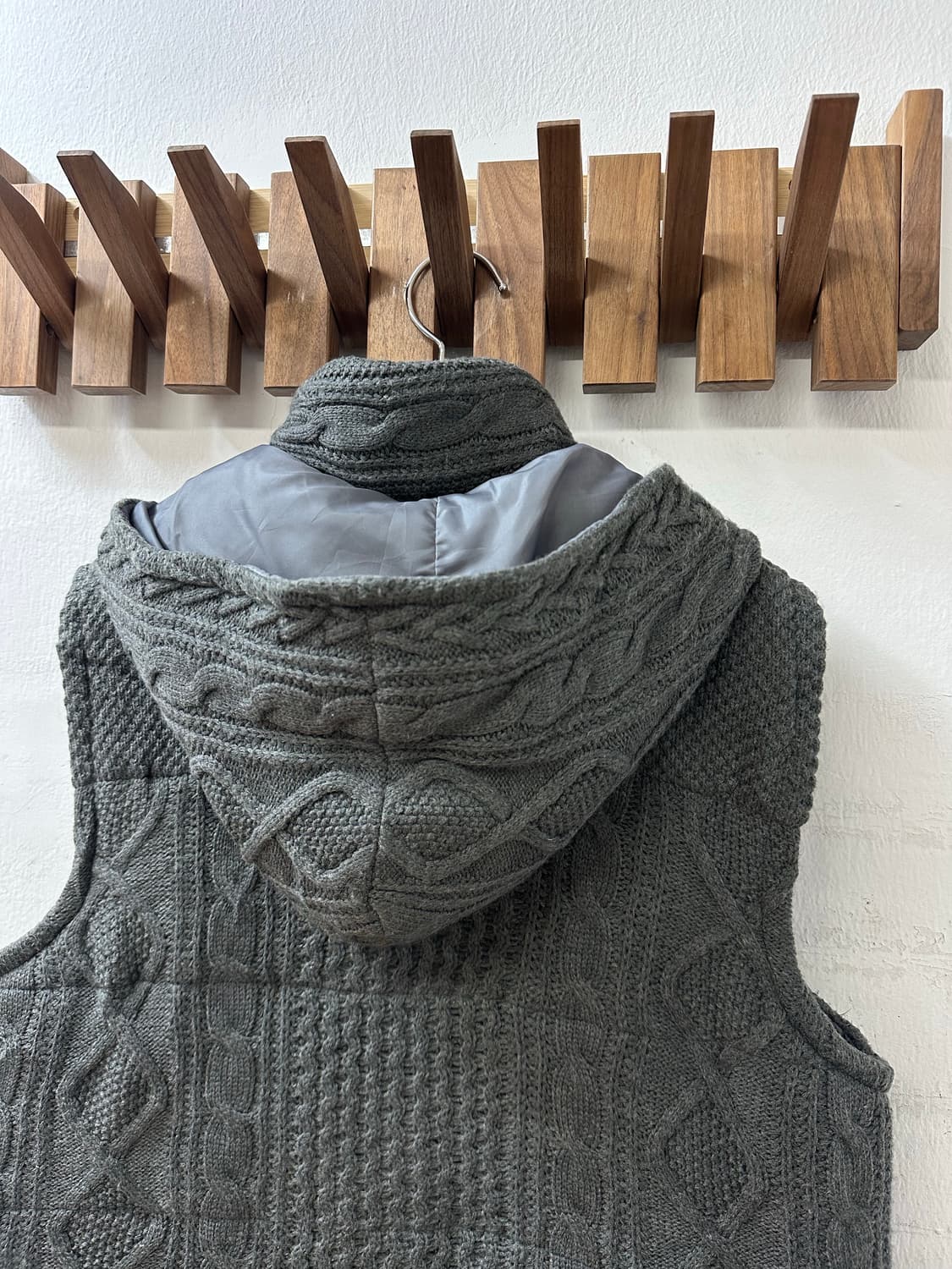 일본빈티지 케이블 니트 패딩 포켓 후드 베스트 상품이미지6