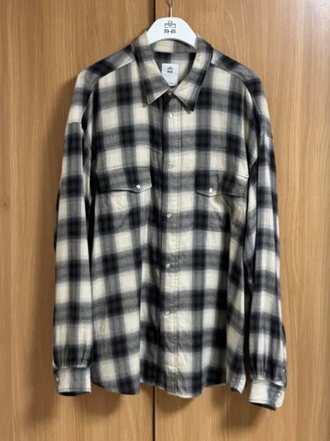 4) 폴리테루 루즈드 체크 셔츠 웨스턴 에크루 옴브레 상품이미지1