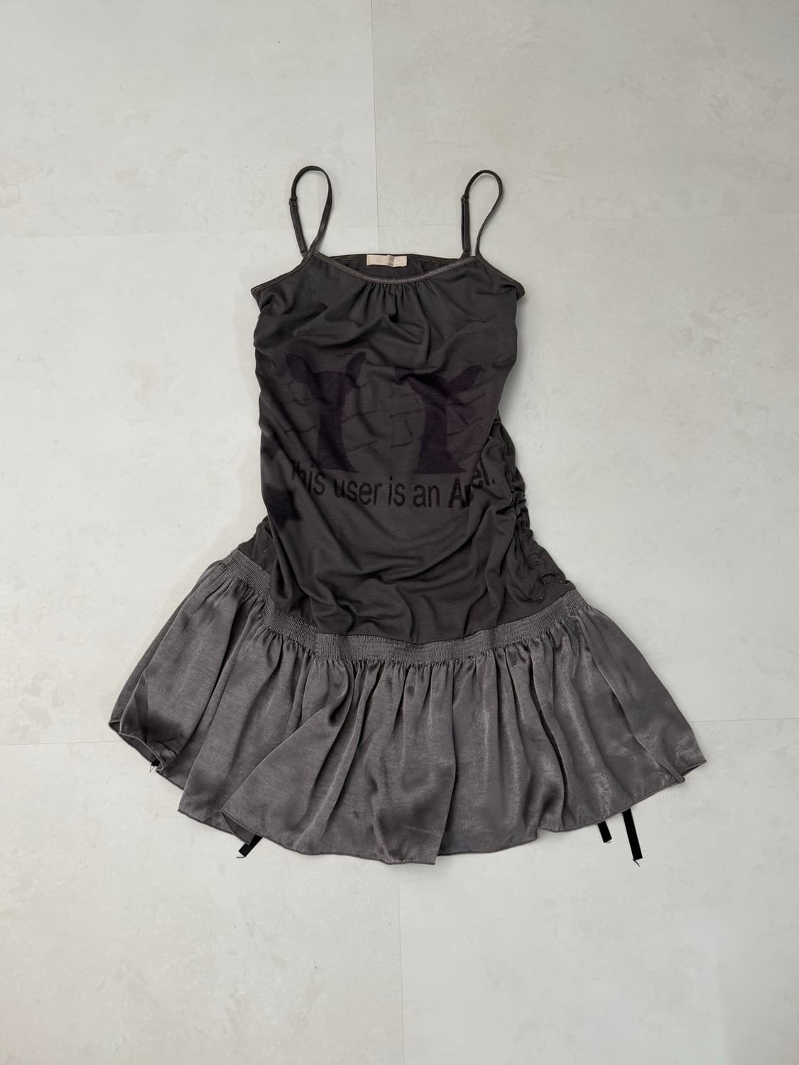 다크그레이 셔링 슬립 드레스 상품이미지3