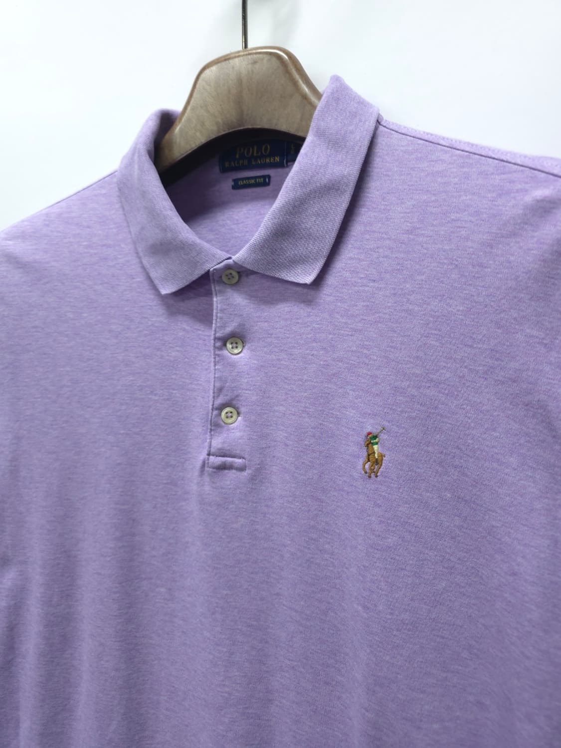 폴로 랄프로렌 클래식핏 반팔 카라티 연보라 (L) 상품이미지4