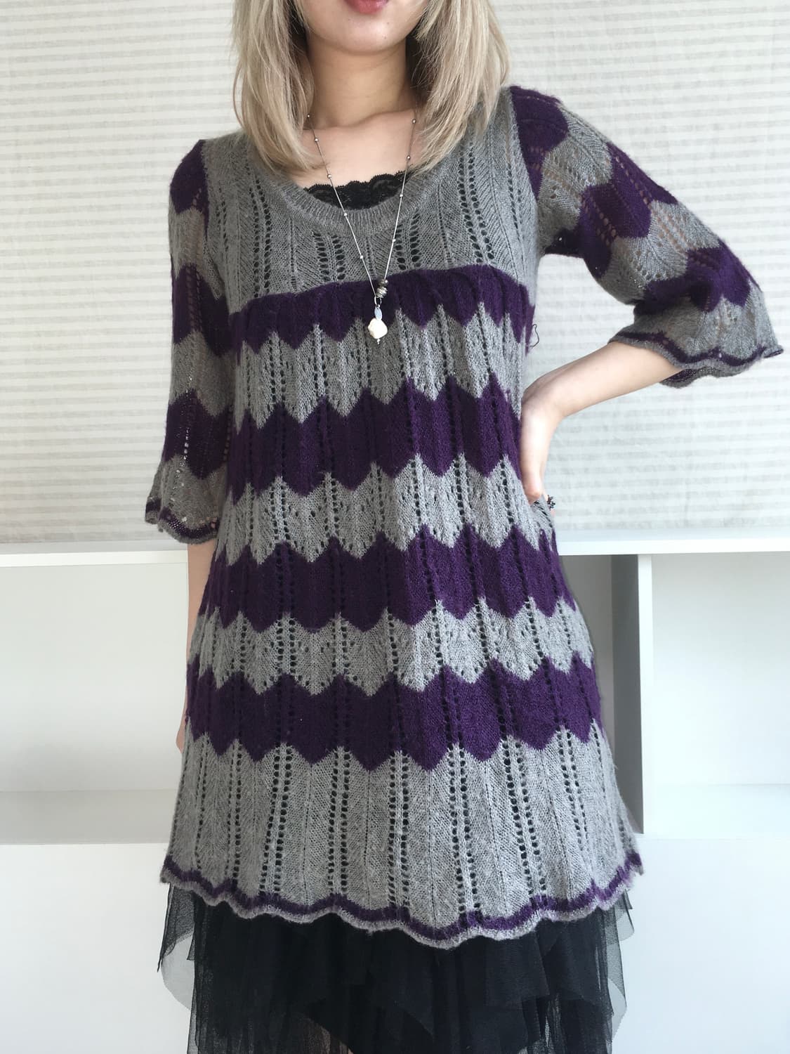 jpn vintage charcoal gray kiki knit ops 상품이미지2