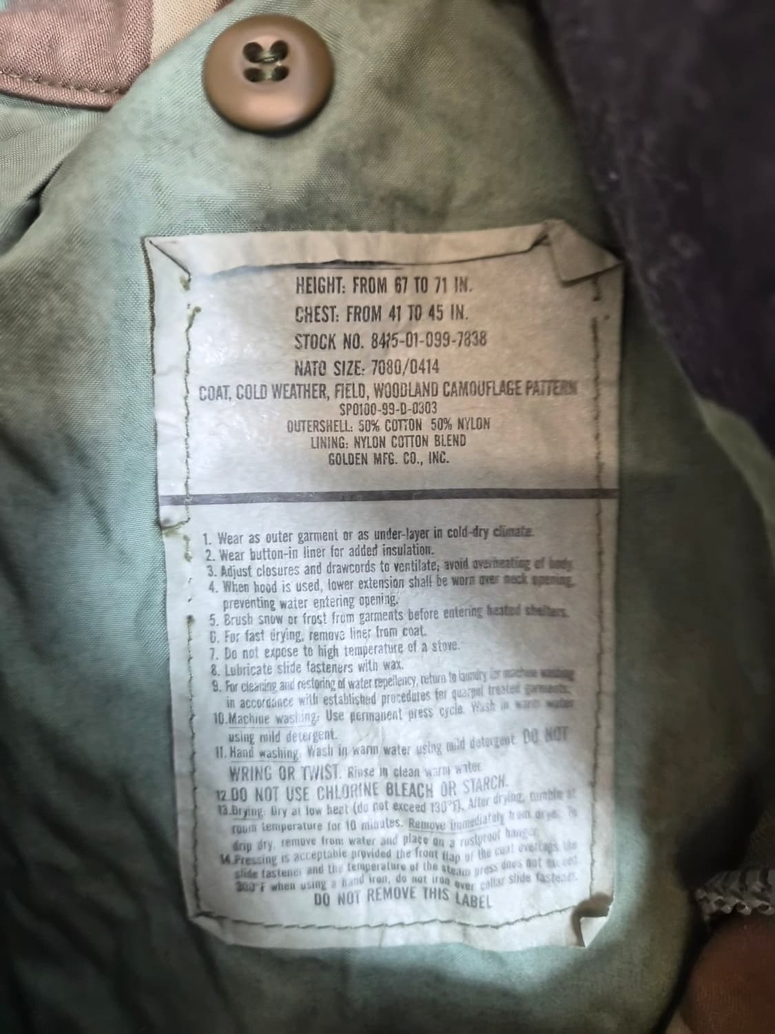 110) US ARMY 미군 우드랜드 m65 필드자켓 팝니다 상품이미지3