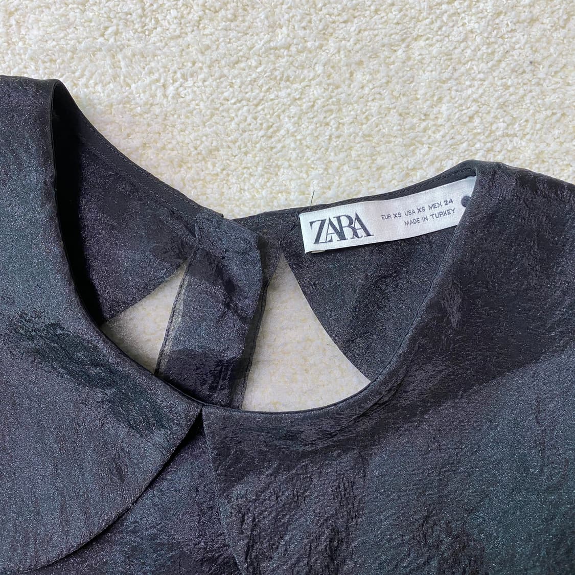 ZARA 자라 오간자 볼륨 시스루 블라우스 상품이미지8