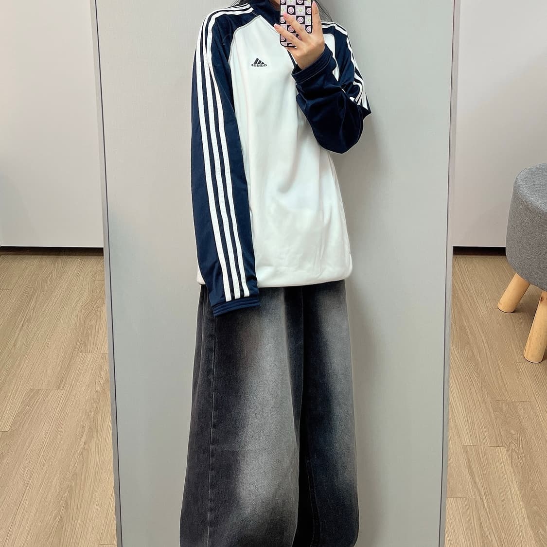 아디다스 화이트 네이비 풀오버 하프집업 져지 상품이미지2