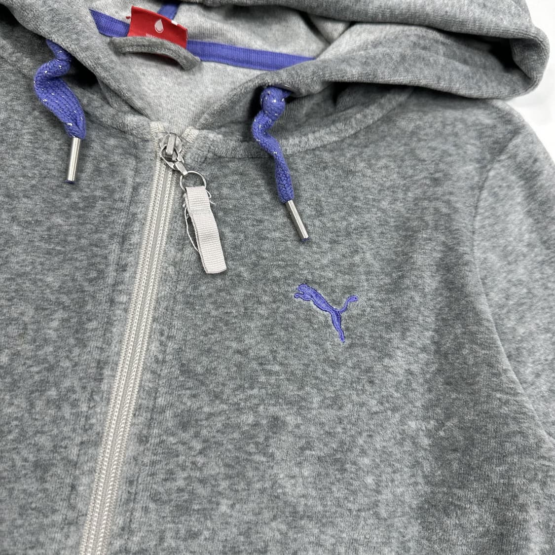 푸마 시그니처 로고 벨벳 그레이 후드집업 (S 여성추천) 상품이미지3