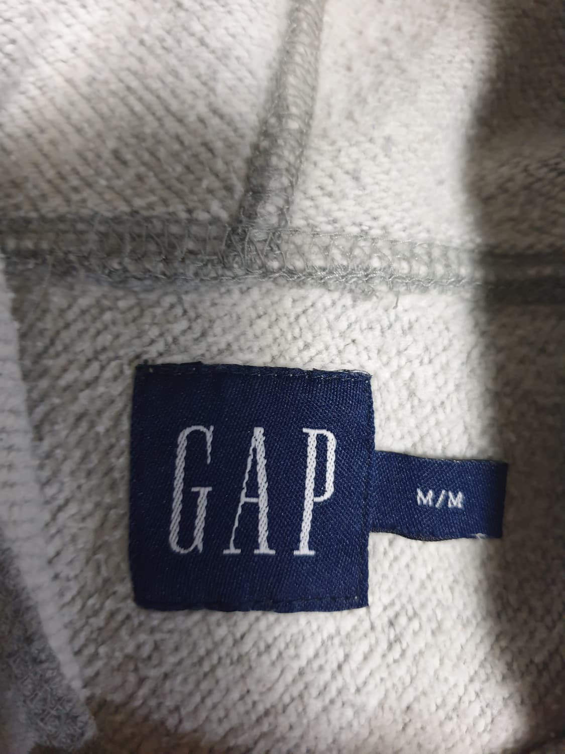 (00s) 갭 올드스쿨 패치 레터링 로고 약기모 후드티 그레이 (M) 상품이미지3
