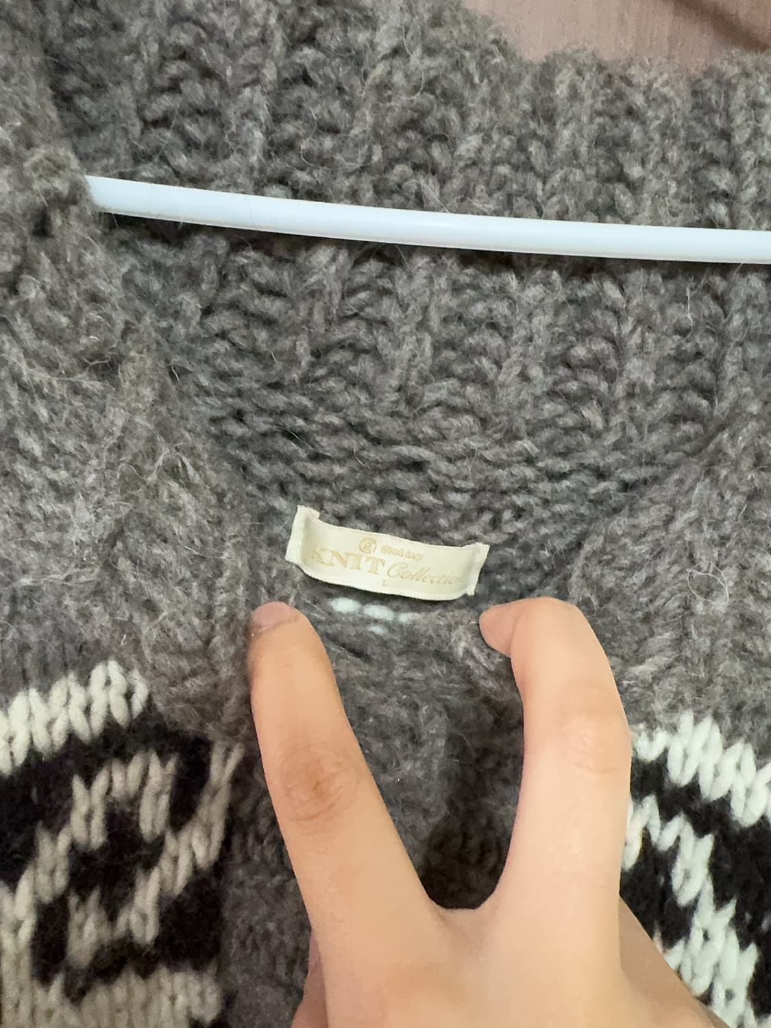 모리걸 하구미 일본 빈티지 코위찬 패턴 니트 가디건 상품이미지5