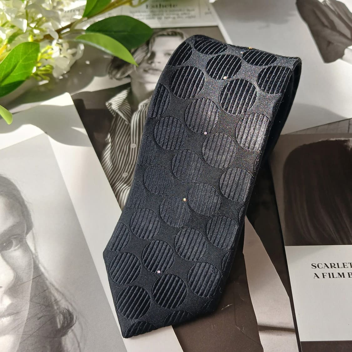 밀라숀 실크 블랙 큐빅 장식 넥타이 6.7cm A+등급 A19864 상품이미지4