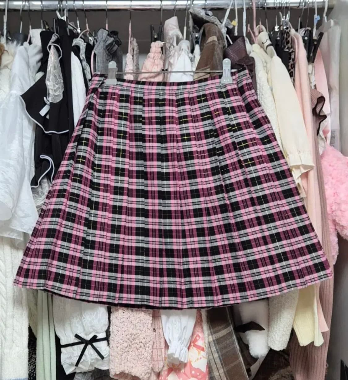 리즈리사돌 검핑 체크 패턴 플리츠 스커트 양지뢰 양산형지뢰계 오네갸루 상품이미지2